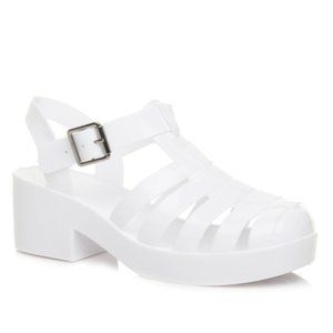 Juju England Chunky Heel Babe Jelly Sandals White… - image 1